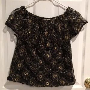 Black/gold off the shoulder blouse (S)